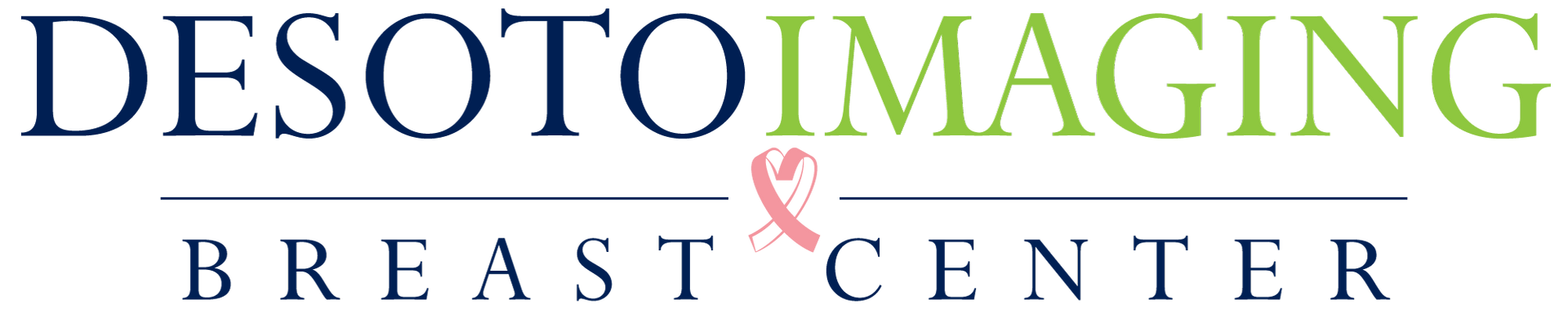 A logo for desoto imaging breast center with a pink ribbon