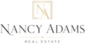 Nancy Adams Real Estate logo in black and gold with monogram and serif text