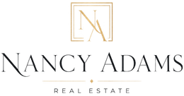 Nancy Adams Real Estate logo in black and gold with monogram and serif text