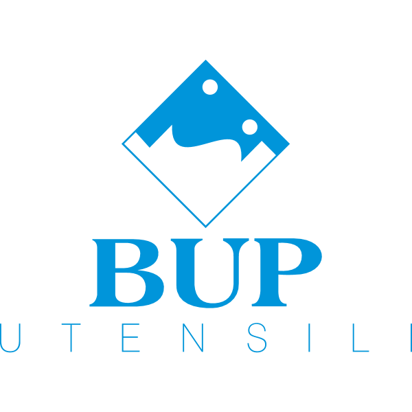 Logo BUP Utensil in blu con un'icona stilizzata di un utensile sopra il testo