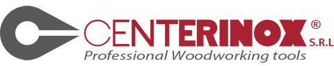 Logo CENTERINOX con testo rosso e grigio ed emblema circolare stilizzato di colore grigio.