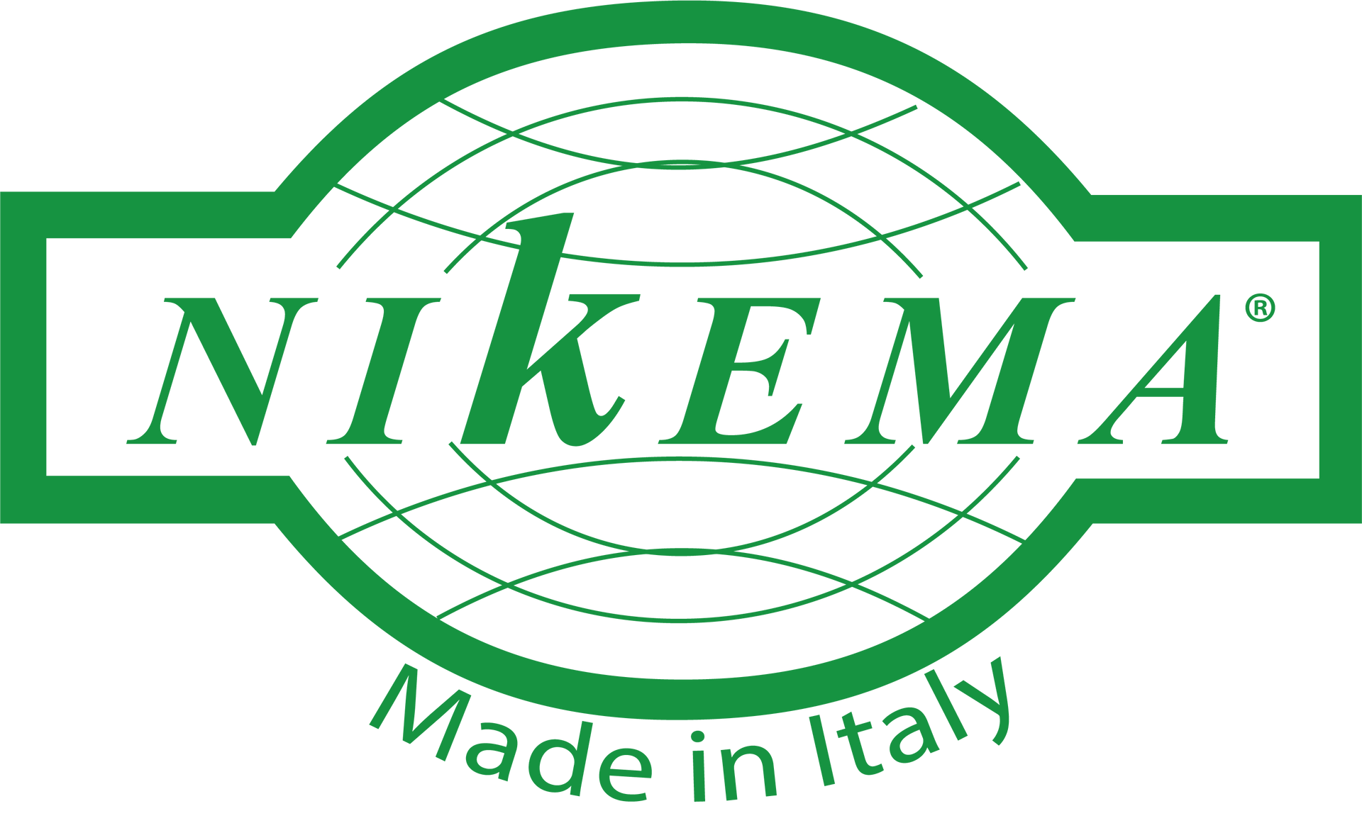 Logo Nikema verde con contorno del globo e scritta