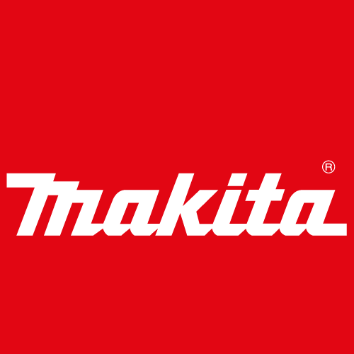 Logo Makita in bianco su sfondo rosso