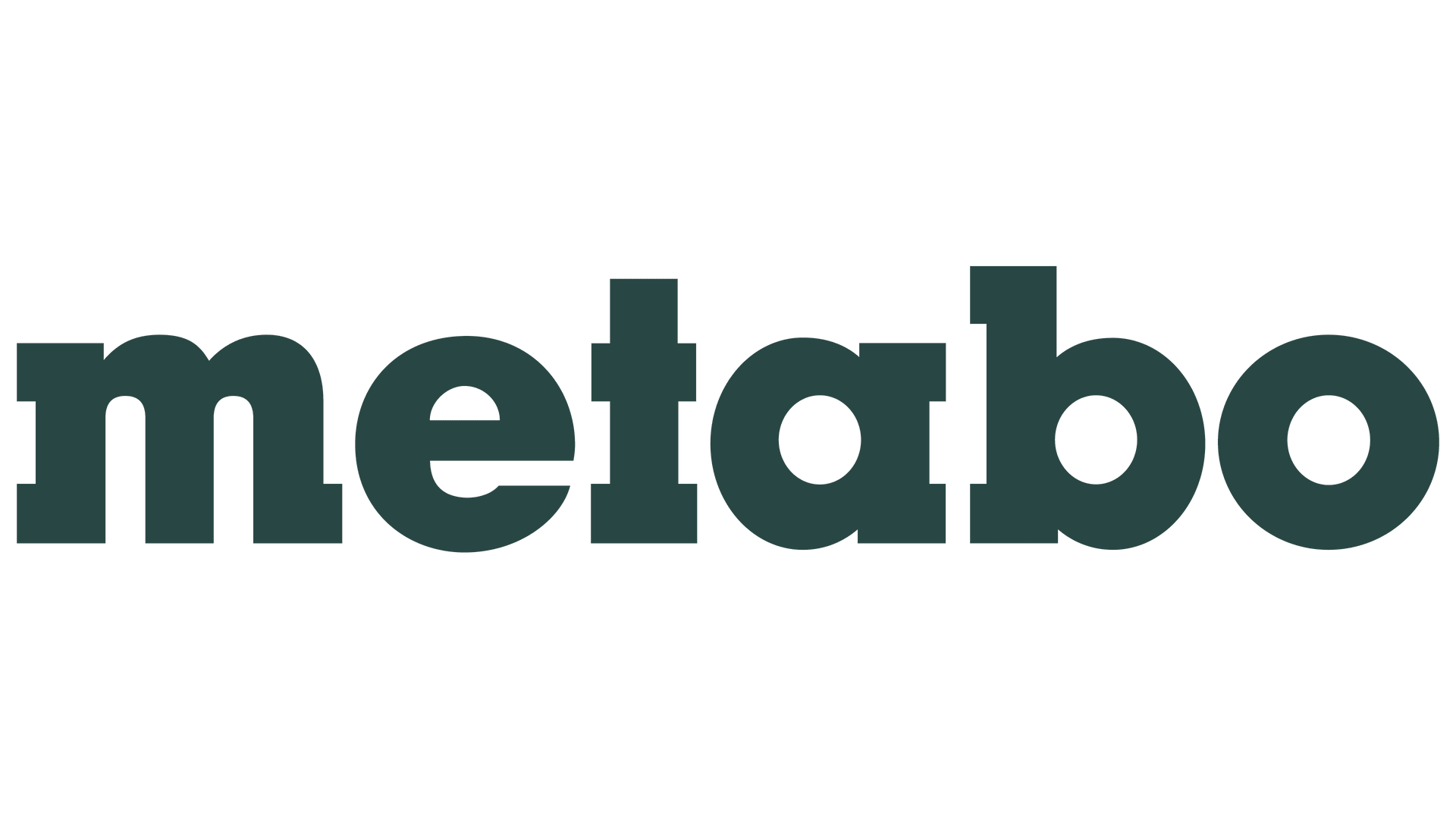 Logo “metabo” verde scuro su sfondo bianco.
