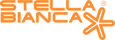 Logo arancione di Stella Bianca con icona stilizzata di una stella marina su sfondo bianco.