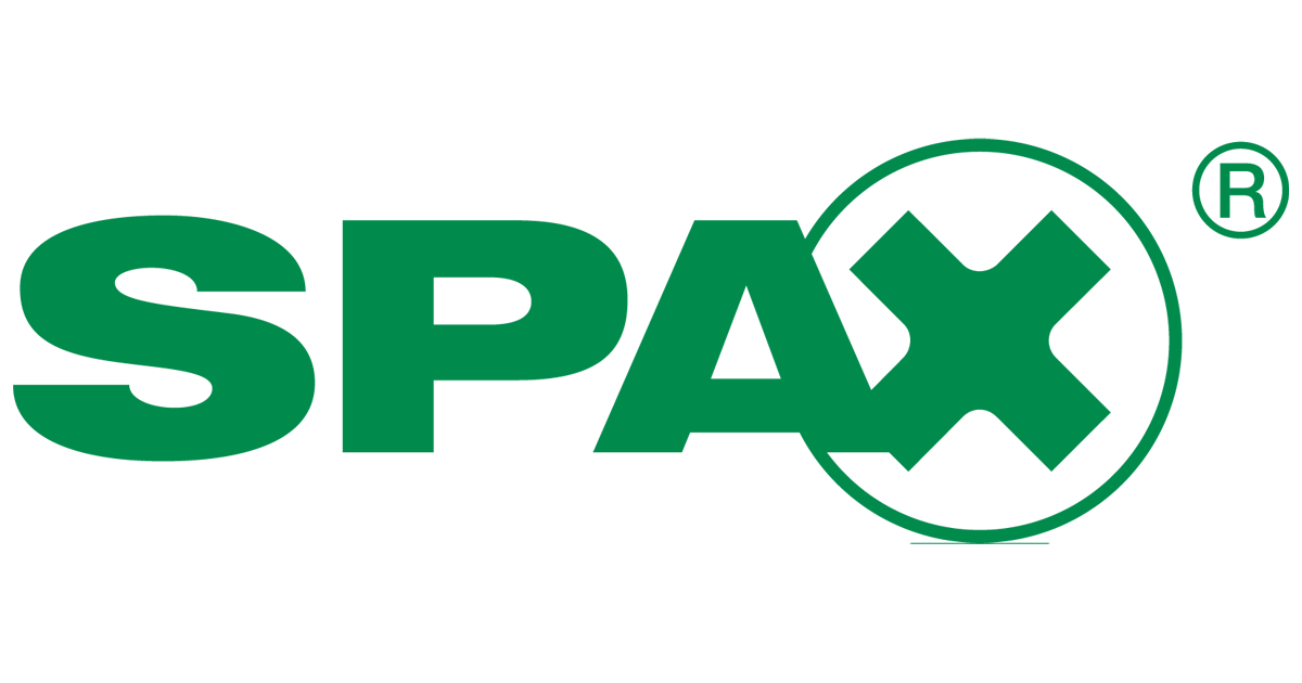 Logo SPAX in lettere verdi con una X cerchiata e simbolo di marchio registrato.