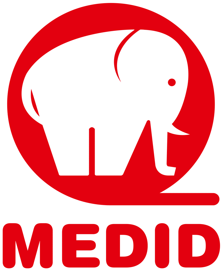 Logo dell'elefante rosso sopra la scritta