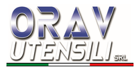 Logo ORAV Utensili SRL con testo blu e argento e sottolineatura tricolore italiana