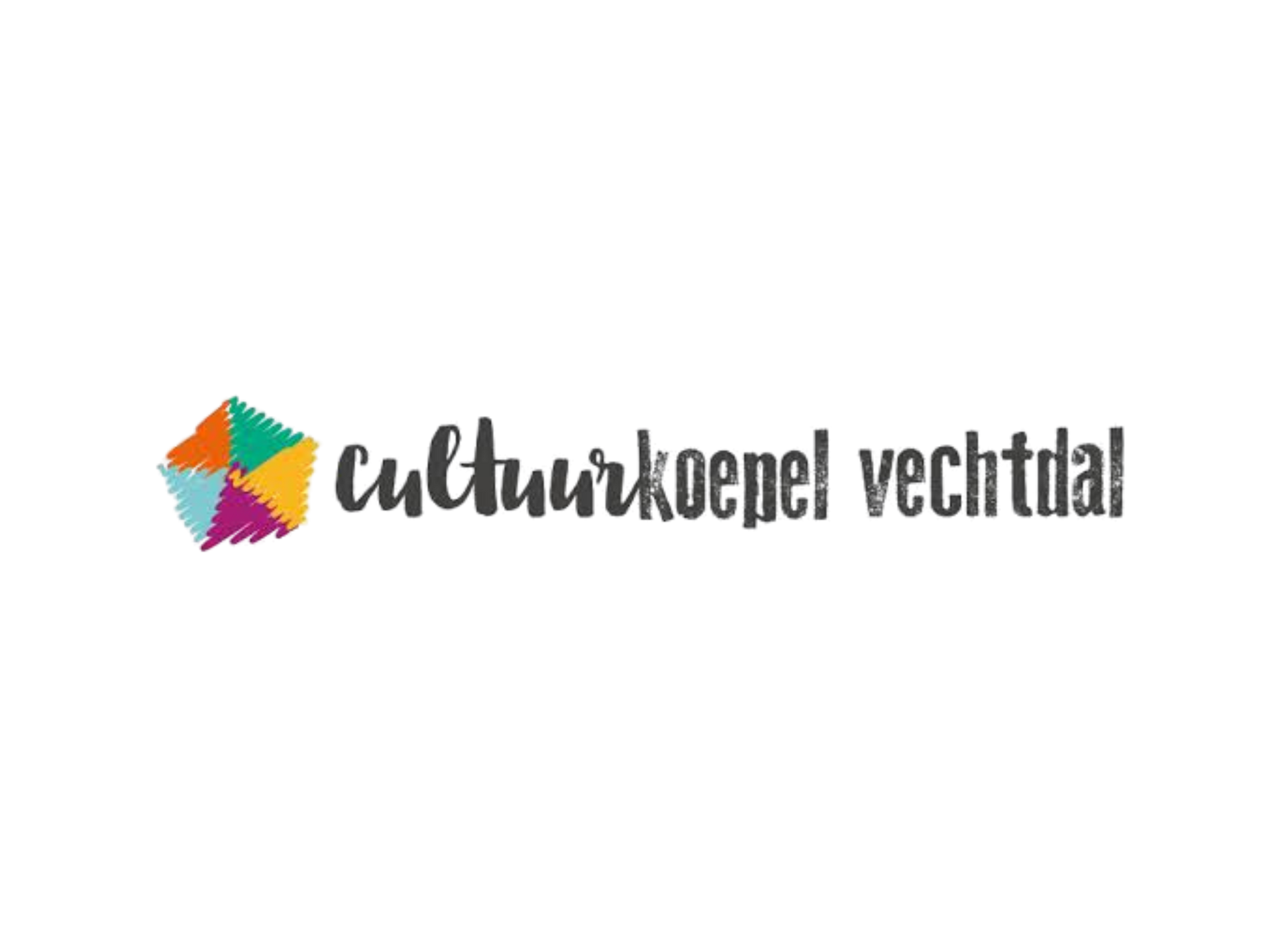 Logo van Cultuurkoepel Vechtdal, een culturele organisatie. Bevat een kleurrijke, geometrische vorm en tekst.