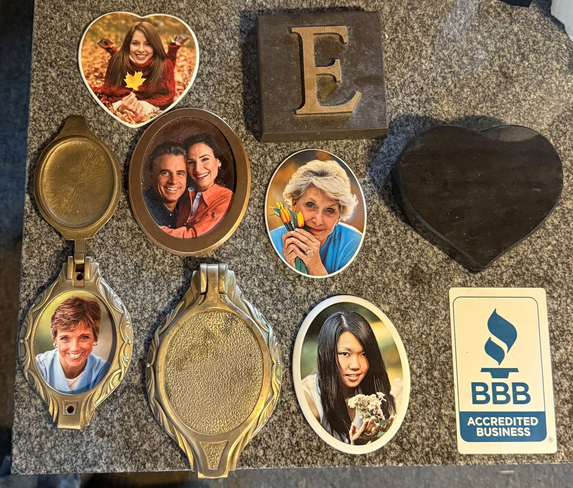 A bbb accredited business is displayed on a table