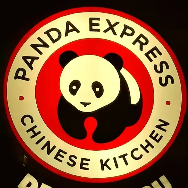 Panda Express Chinese Kitchen logo with a black-and-white panda on a red-and-cream circular sign