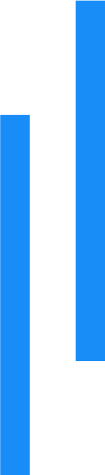 Blue vertical bars of varying heights on a white background