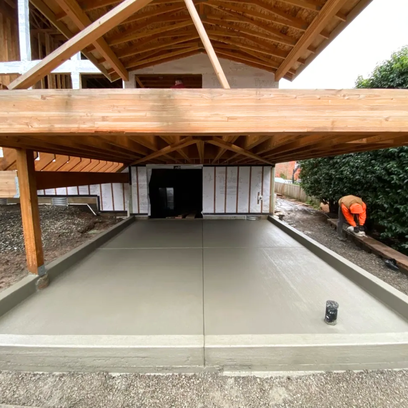 Smooth finished concrete slab ready for a detached garage in Clark County