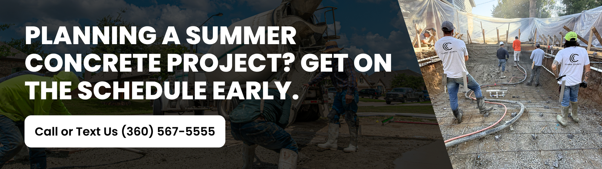 Clark County Concrete crew pouring a driveway during the dry summer season in Vancouver, Washington