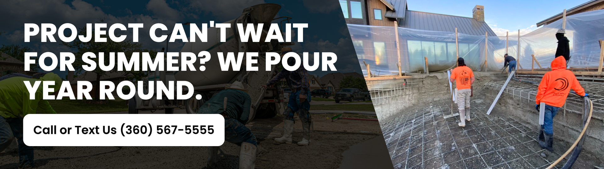 Clark County Concrete crew managing a protected winter concrete pour in Vancouver, Washington