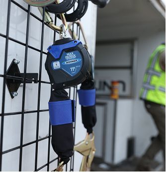 Blue-and-black safety device hanging steel matting