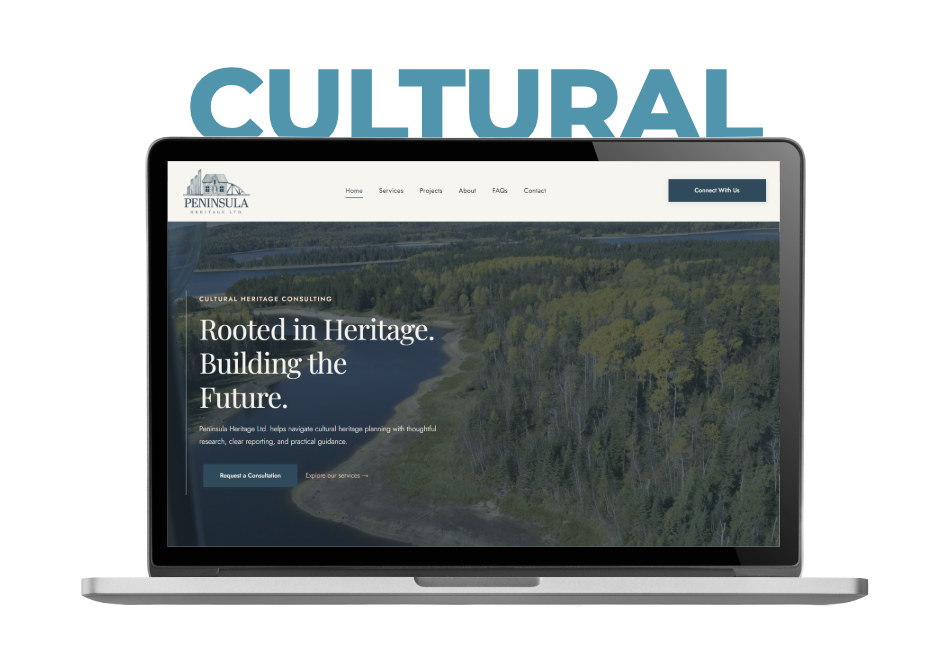 Laptop with a cultural heritage services website displayed