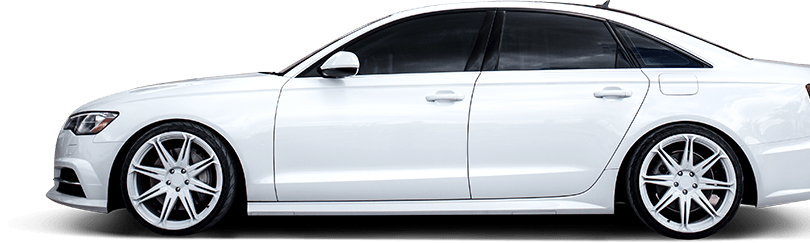 A white car with black wheels on a white background | Longview Auto Repair LLC