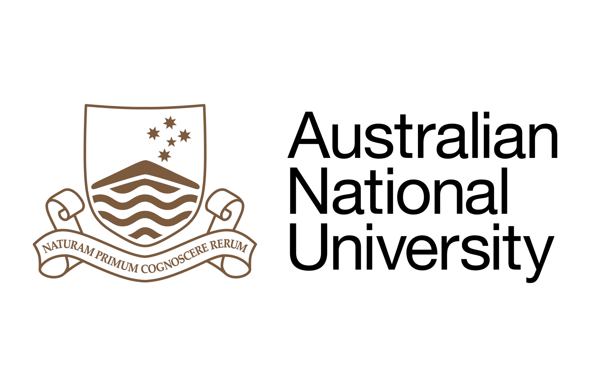 Australian National University logo: Shield emblem with stars, text