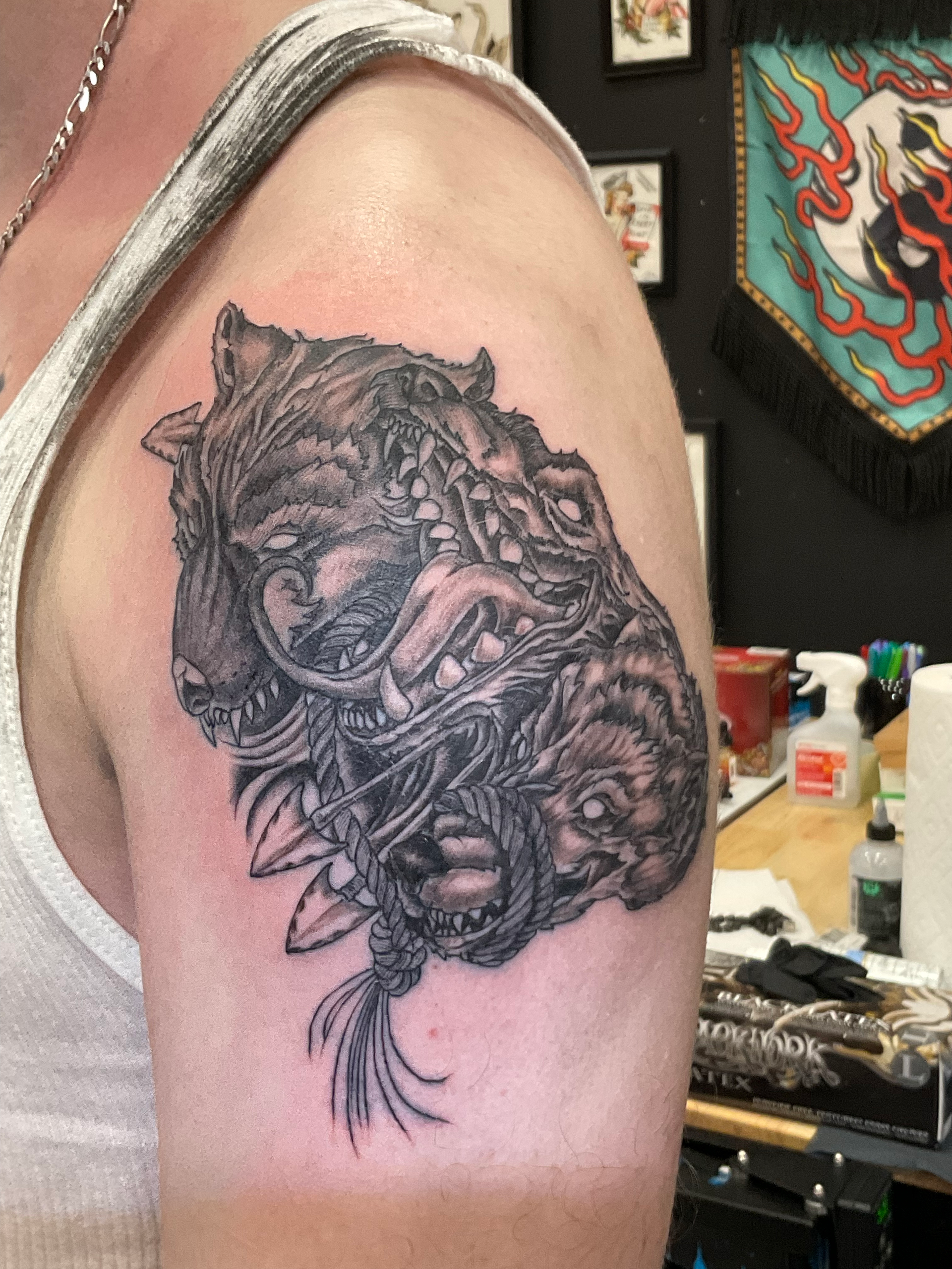 A tattoo by Brandon in Fort Worth, TX at The Bearded Moon Tattoo Studio