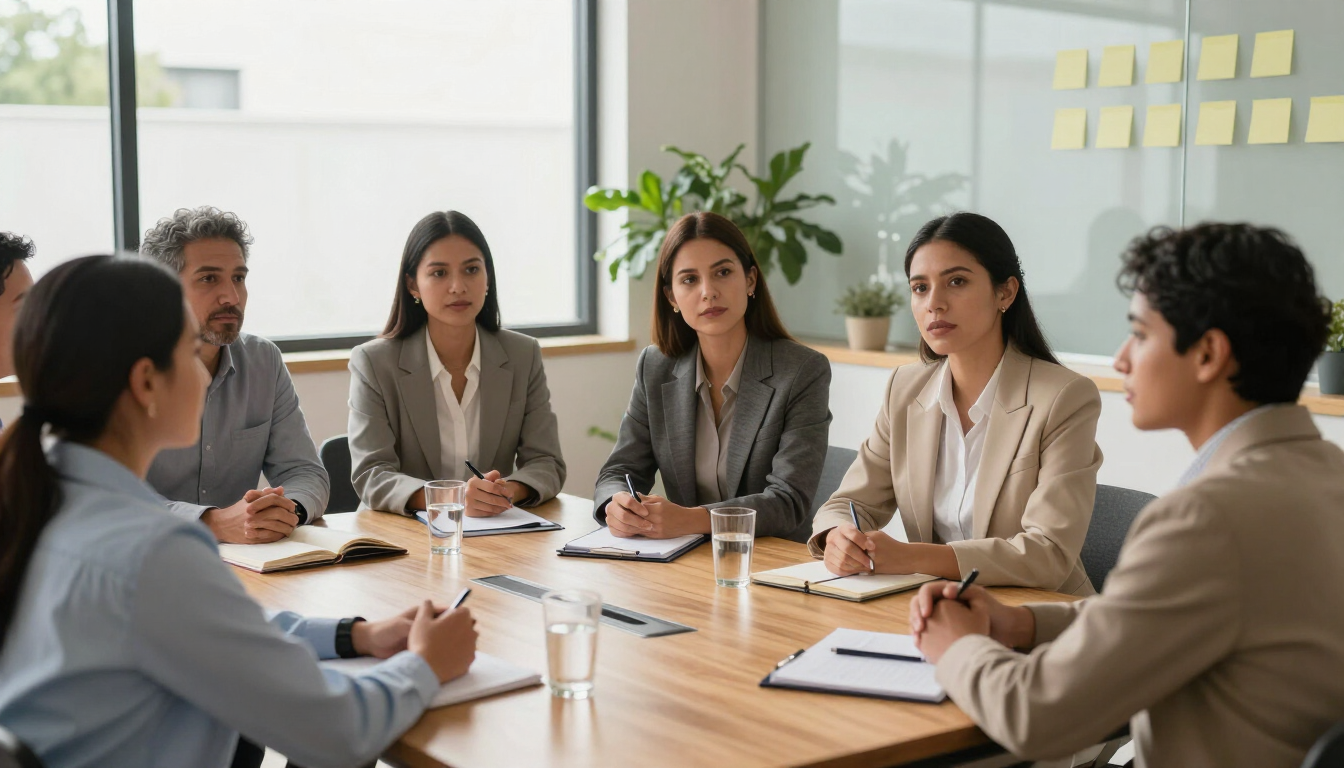Equipo colombiano en una sesión de coaching empresarial holístico