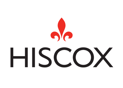The Hiscox company logo, featuring the word 