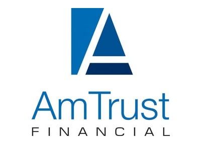Logo for AmTrust Financial featuring a blue, stylized letter A and the company name in blue and black text.