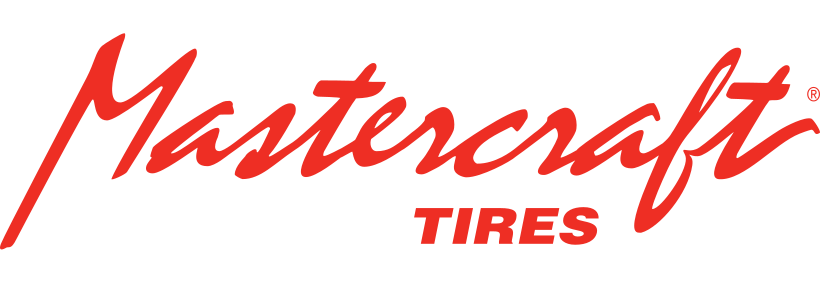 Mastercraft Tires logo in red script with a tire mark