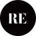 Black circle logo with white letters “RE”