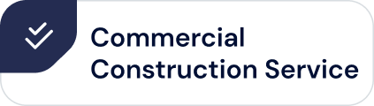 Commercial construction service logo with navy and white design
