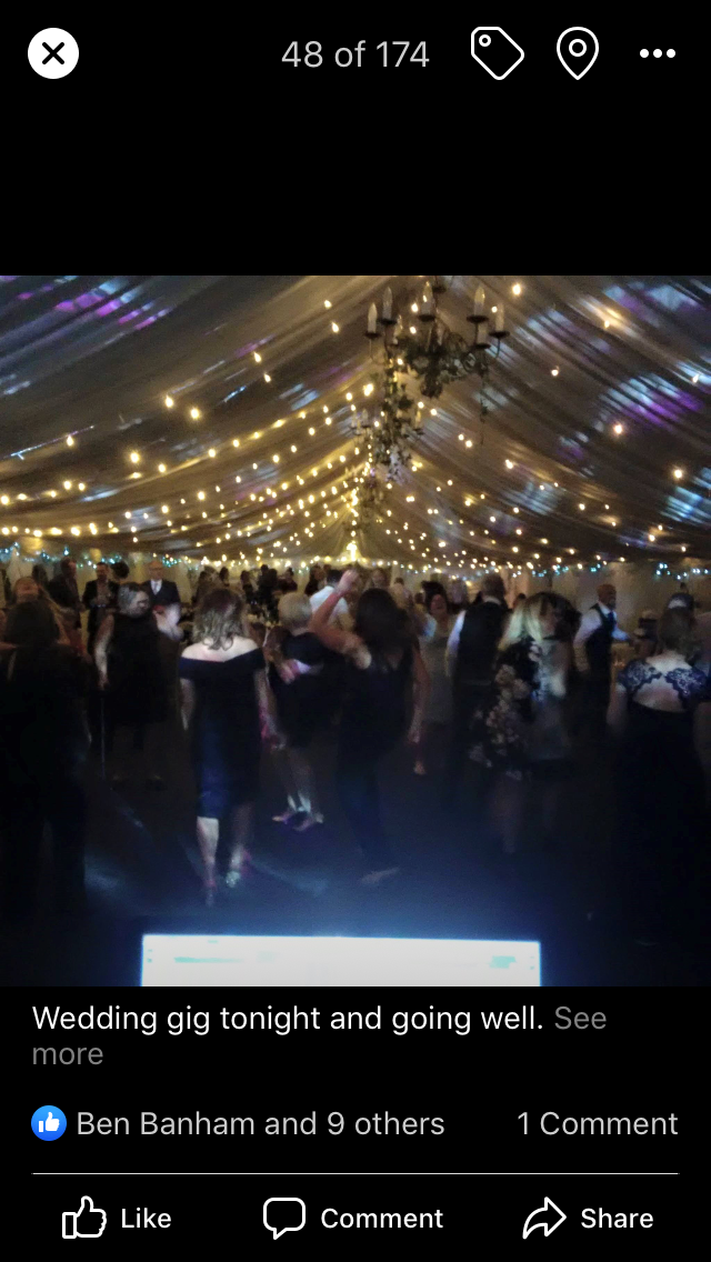 Guests dancing in huge marquee