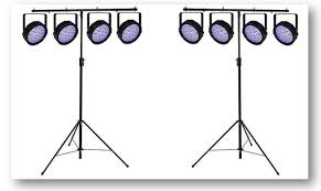 2 x T-bar lighting stands with 8 spot lights.