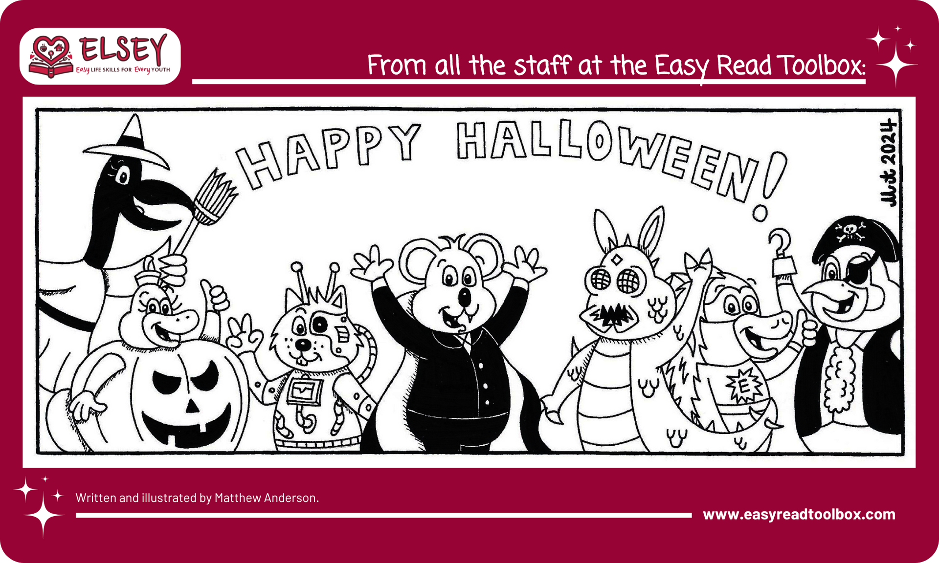 Happy Halloween colouring page by Matthew Anderson
