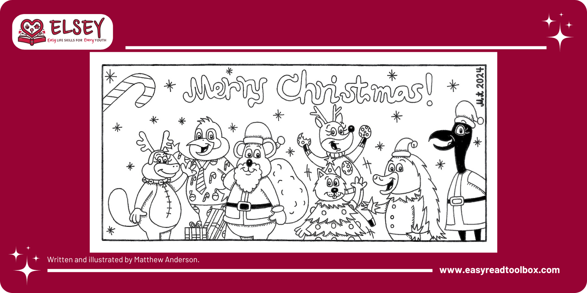 Black & white Merry Christmas comic