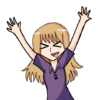 Illustration of someone looking happy with their arms in the air. 