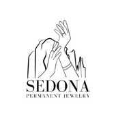 Sedona Permanent Jewelry logo with hands and bracelets in black line art