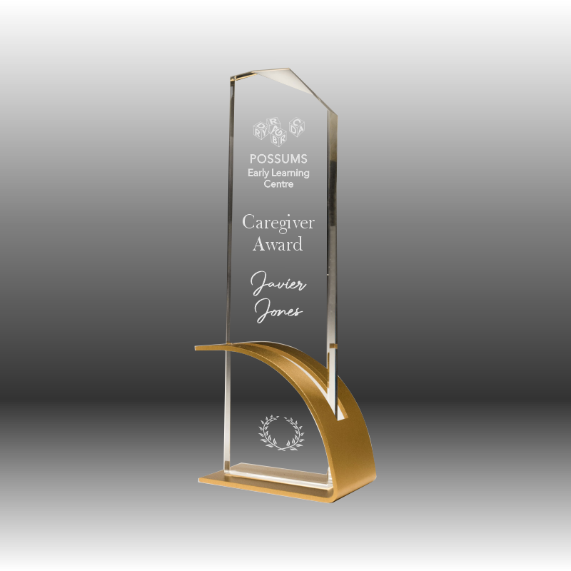 Various awards and desk accessories, including a silver tray, clock, and engraved plaques — NQ Plaques & Trophies In Mount Isa, QLD
