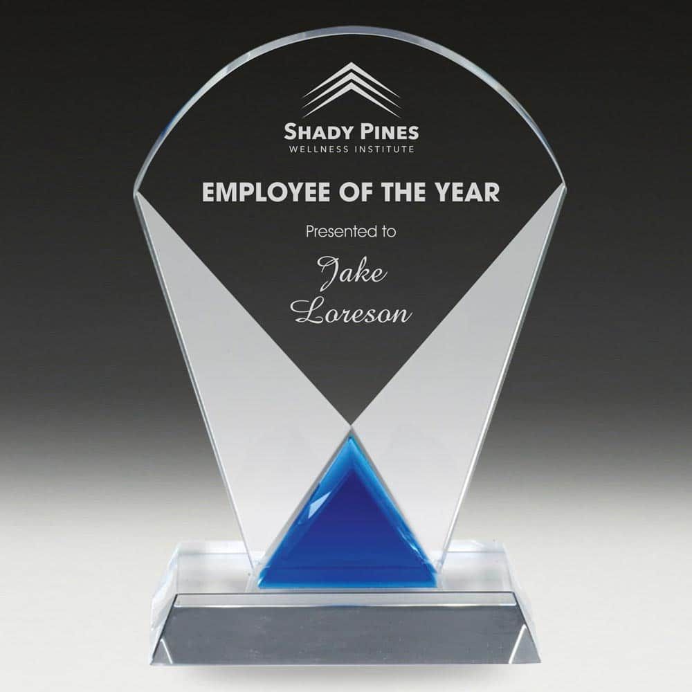 Blue Fan Crystal Award — NQ Plaques & Trophies In Kirwan, QLD