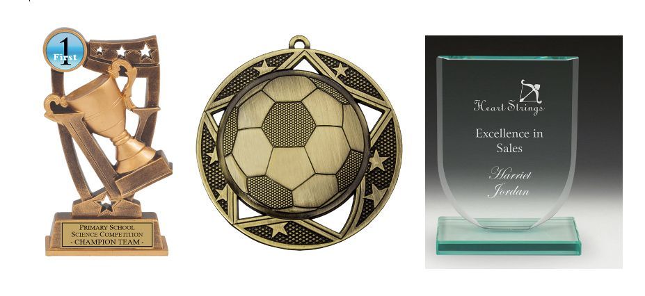 A Trophy, Medal, And Glass Trophy — NQ Plaques & Trophies In Kirwan, QLD