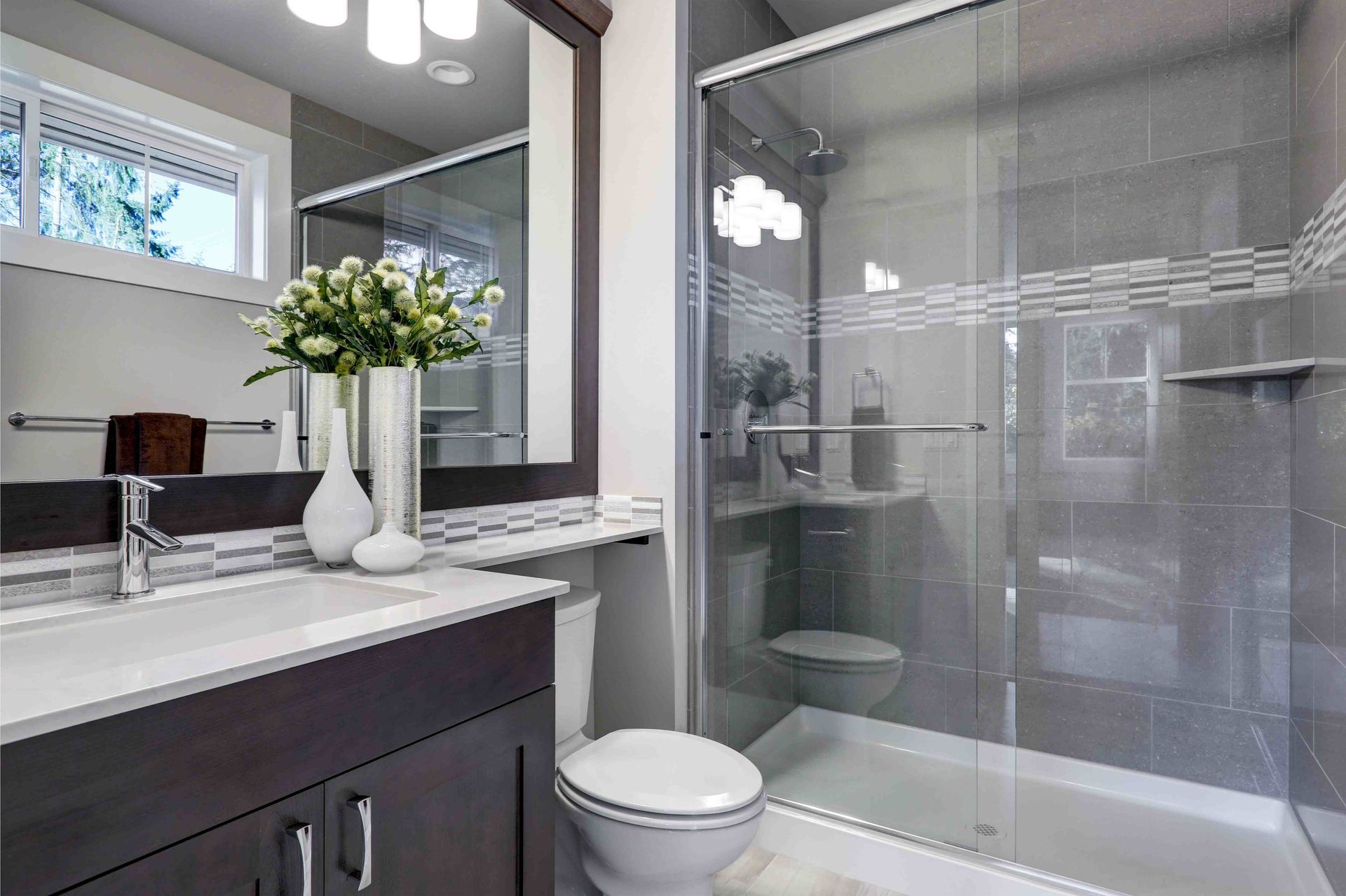 A newly converted shower from a tub
