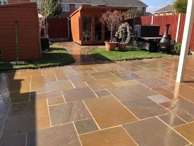 Telford sandstone patio installers Paveline Driveways Limited install quality natural stone patios in Telford and surrounding areas of Shropshire