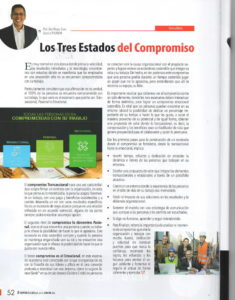 A magazine page titled los tres estados del compromiso | Plurum | Transformación cultural y creación de entornos de bienestar