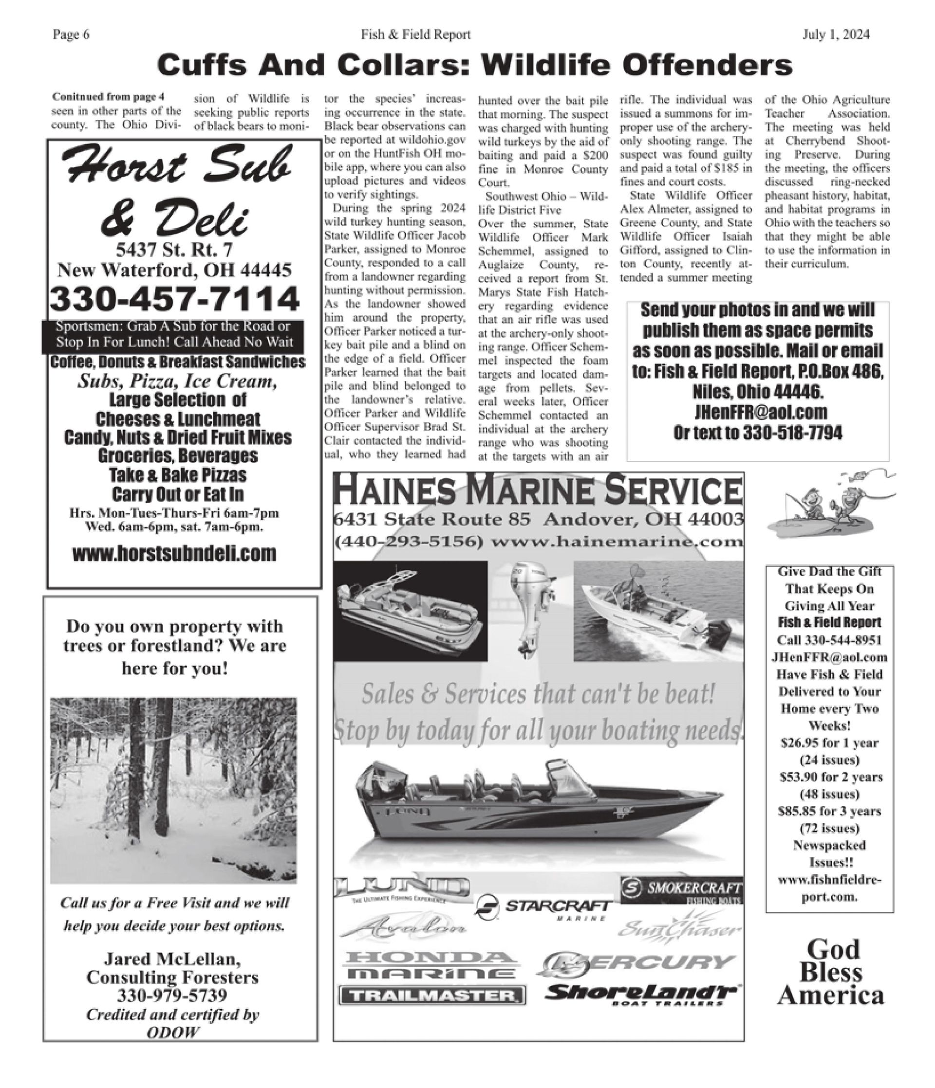 Fishy Reporting Fish & Field Report | July 1-15, 2024 | 330-544-8951