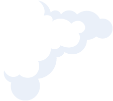 Abstract white and pale blue overlapping circles forming a curved, cloud-like pattern on a white background