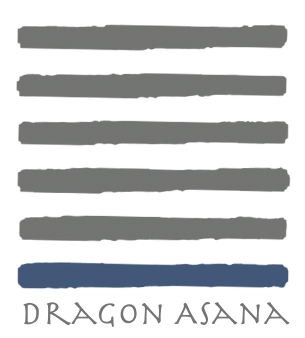 Six gray horizontal bars and one blue bar above the text “DRAGON ASANA”