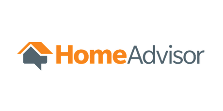 HomeAdvisor logo with orange and gray house icon and text