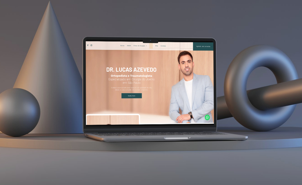 Um laptop está aberto em um site para um médico.