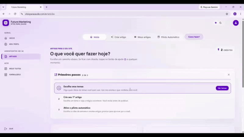 sistema de produção de artigos Future Marketing