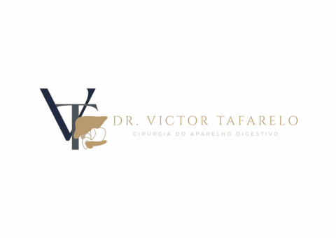 Logotipo do Dr. Victor Tafarelo, cirurgião do sistema digestivo. Iniciais 