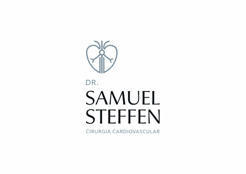 Logotipo do Dr. Samuel Steffen, com um símbolo de coração e o texto 